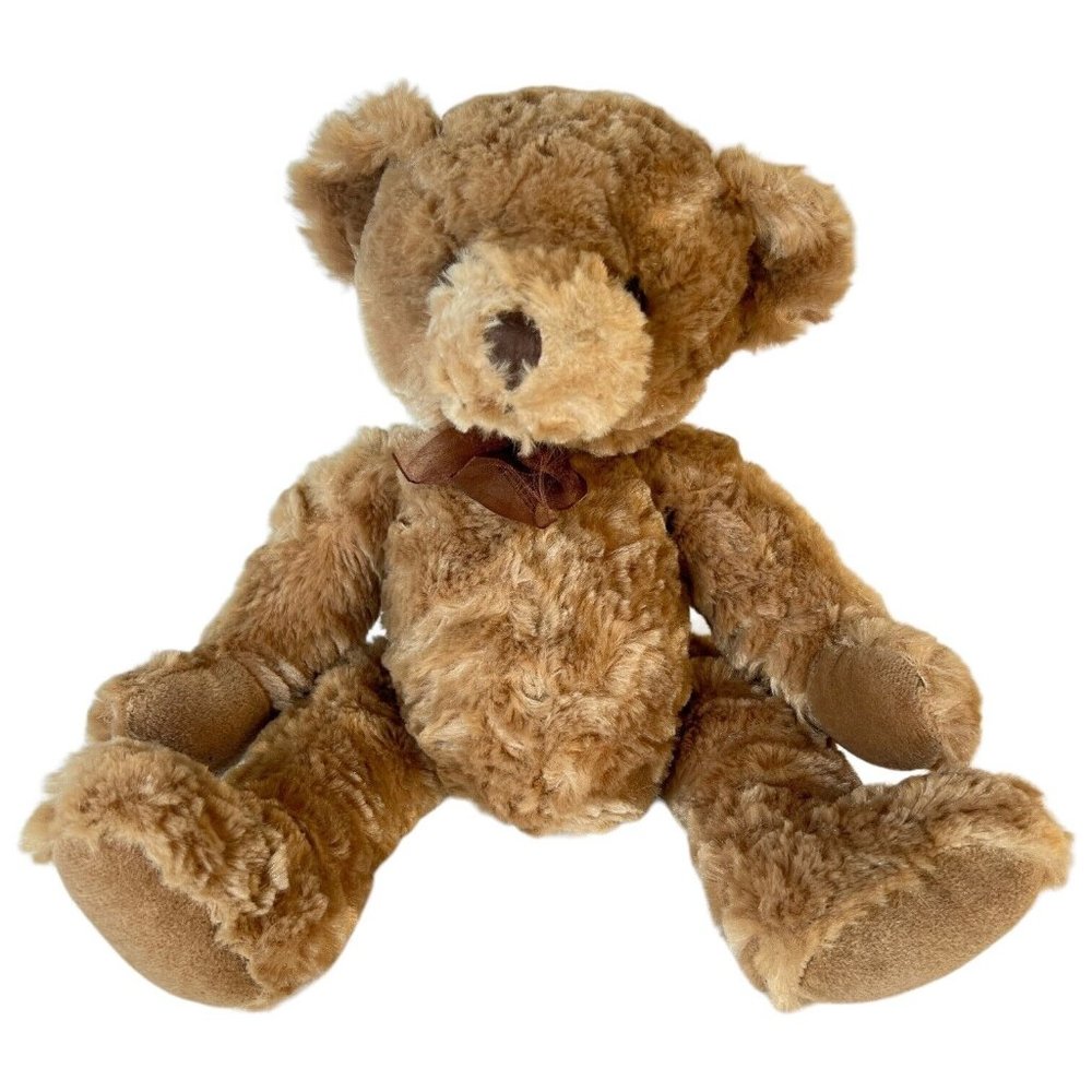 Russ‎ Teddy Bear DEMETRI Plush Brown Bow 13” Sits Stuffed Animal Toy
